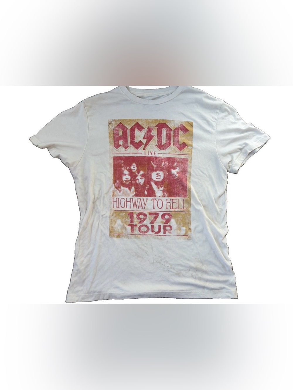 AC/DC Highway To Hell Tour 1979 Band Tee Size L Vintage Look Red & White